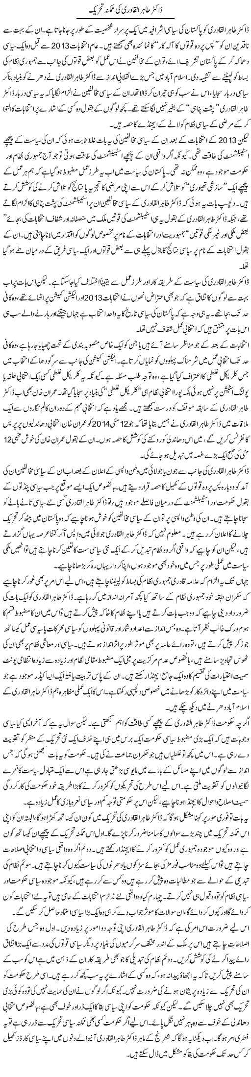 Dr. Tahir Ul Qadri Ki Mumkina Tehrik | Salman Abid | ColumnsHub