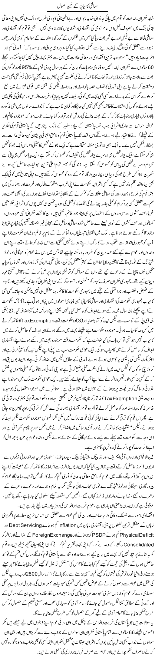 Muashi Kamyabi K Teen Asool | I.H. Syed | ColumnsHub