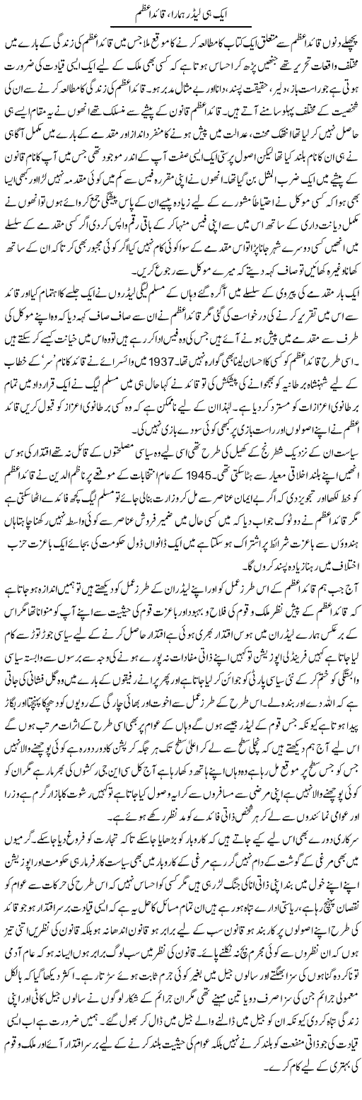 Aik Hi Leader Hamara, Qaid e Azam | Fatima Naqvi | ColumnsHub