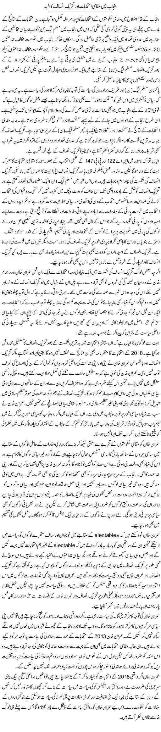 Punjab Main Muqami Intekhabat Aur Tehrik Insaf Ka Almia | Salman Abid | ColumnsHub