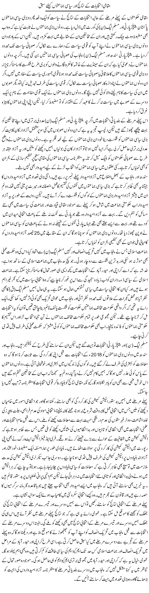 Muqami Intikhabaat Ke Nataij Aur Siyasi Jamaaton Ke Liye Sabaq | Salman Abid | ColumnsHub