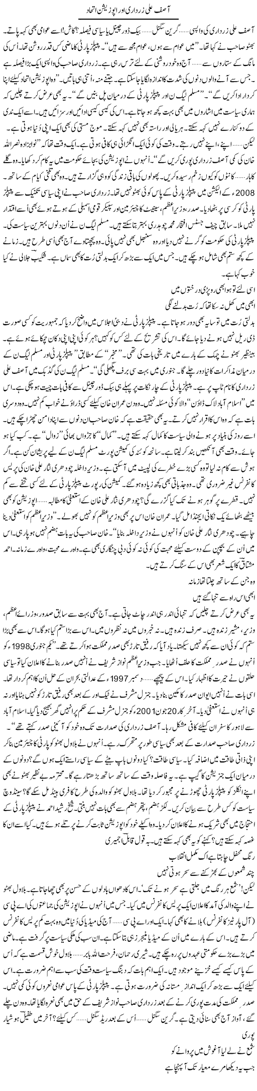 Asif Ali Zardari Aur Opposition Ittehad | Ejaz Hafeez Khan | ColumnsHub