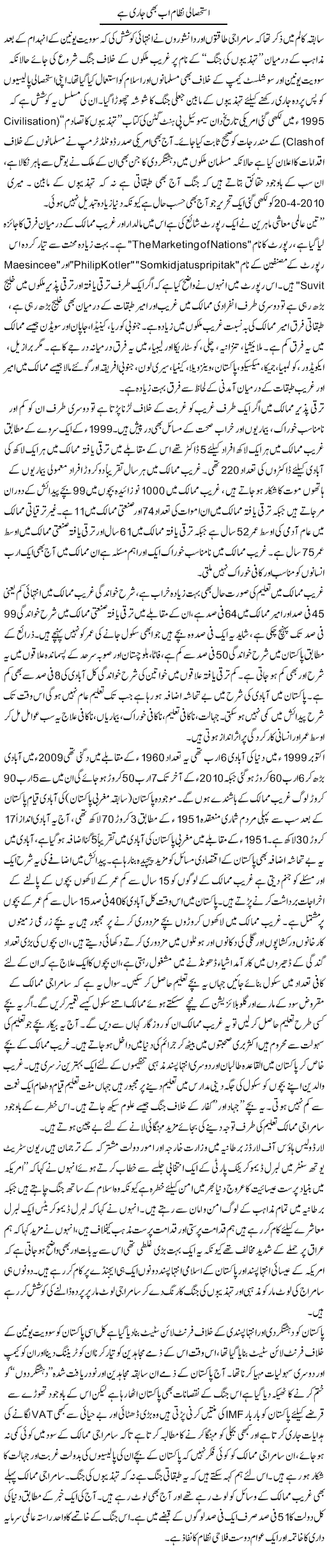 Istehsali Nizam Ab Bhi Jari Hai | Jamil Marghuz | ColumnsHub