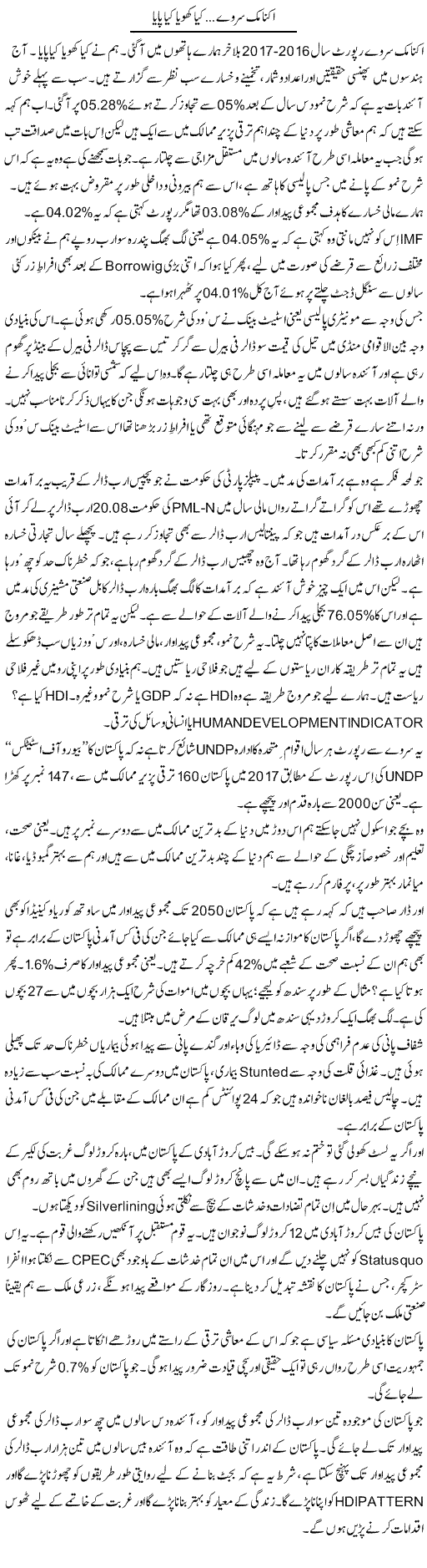 Economic Survey, Kya Khoya Kya Paaya | Javed Qazi | ColumnsHub