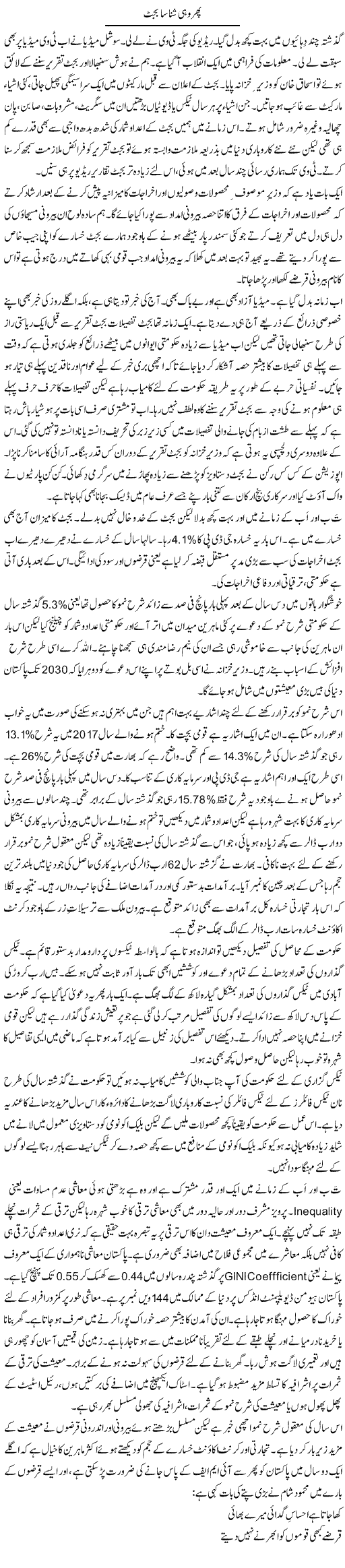 Phir Wohi Shanasa Budget | Khalid Mehmood Rasool | ColumnsHub