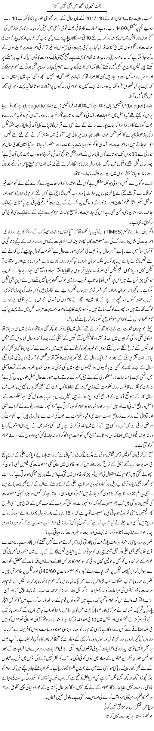 Budget, Meri Samajh Mein Bhi Nahi Aata (1) | Jamil Marghuz | ColumnsHub