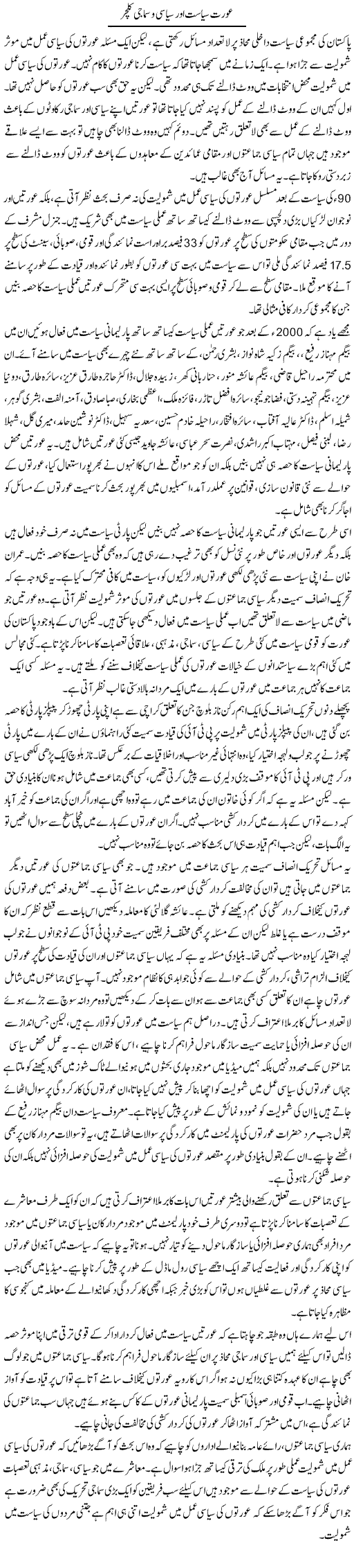 Aurat Siasat Aur Siasi O Samaji Culture | Salman Abid | ColumnsHub