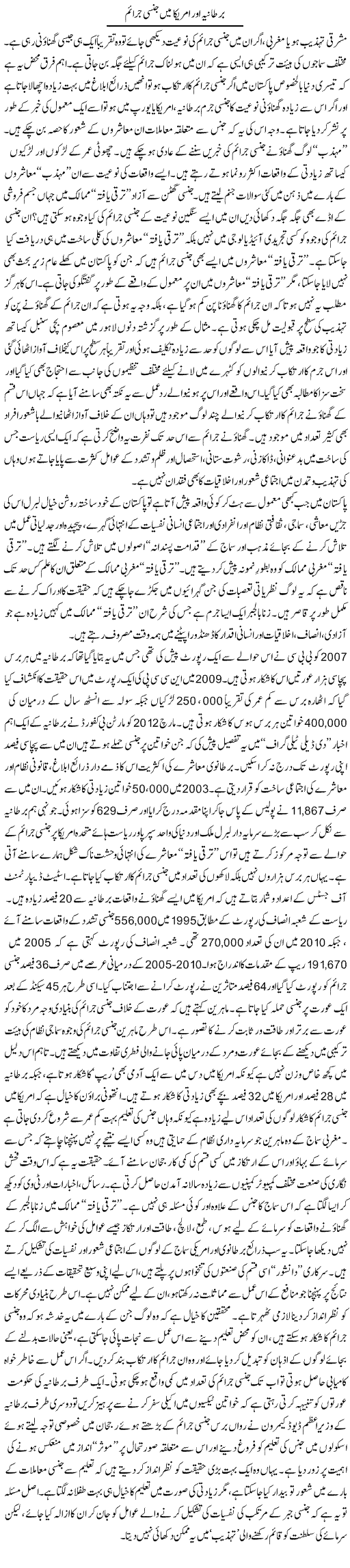 Bartaniya Aur Amrika Mai Jinsi Jaraim | Imran Shahid Bhandar | ColumnsHub