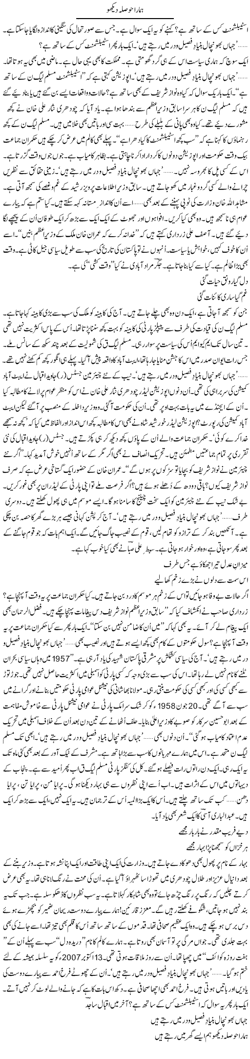 Hamara Hosla Dekho | Ejaz Hafeez Khan | ColumnsHub