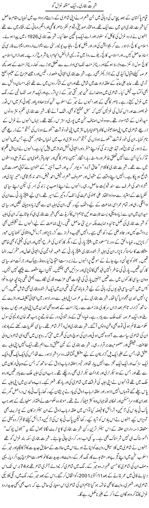 Shohrat Bukhari Aik Mastand Ghazal Go | Shehbaz Anwar Khan | ColumnsHub