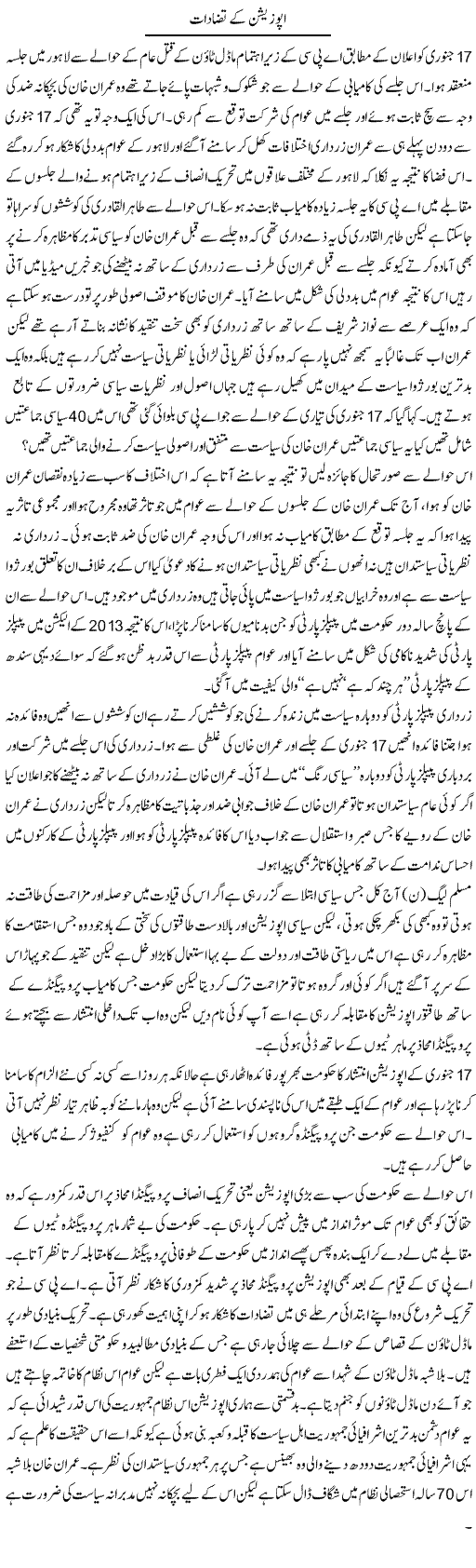 Opposition Ke Tazadat (1) | Zahir Akhter Bedi | ColumnsHub