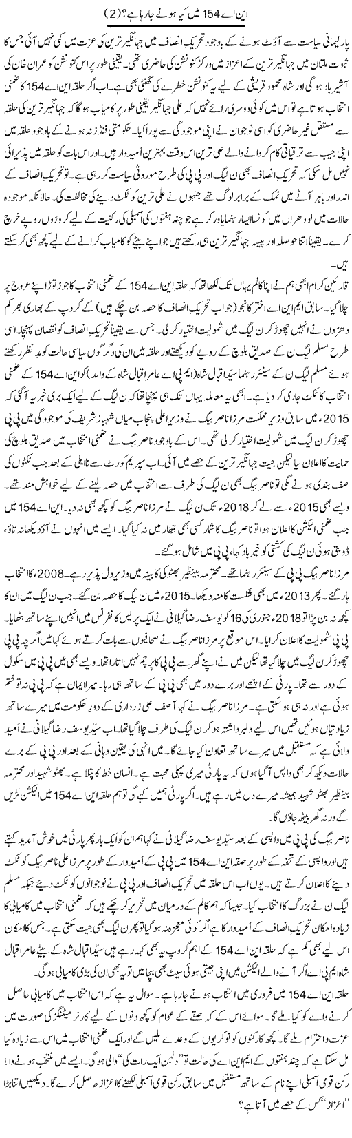 Na 154 Mein Kya Hone Ja Raha Hai (2) | Shakir Hussain Shakir | ColumnsHub