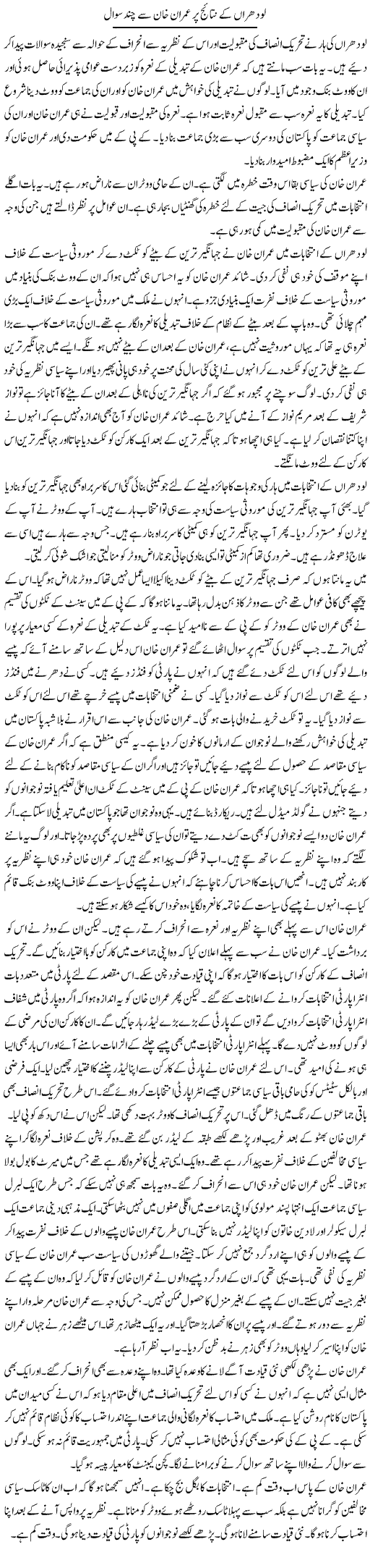 Lodhran Ke Nataij Par Imran Khan Se Chand Sawal | Muzamal Suharwardy | ColumnsHub