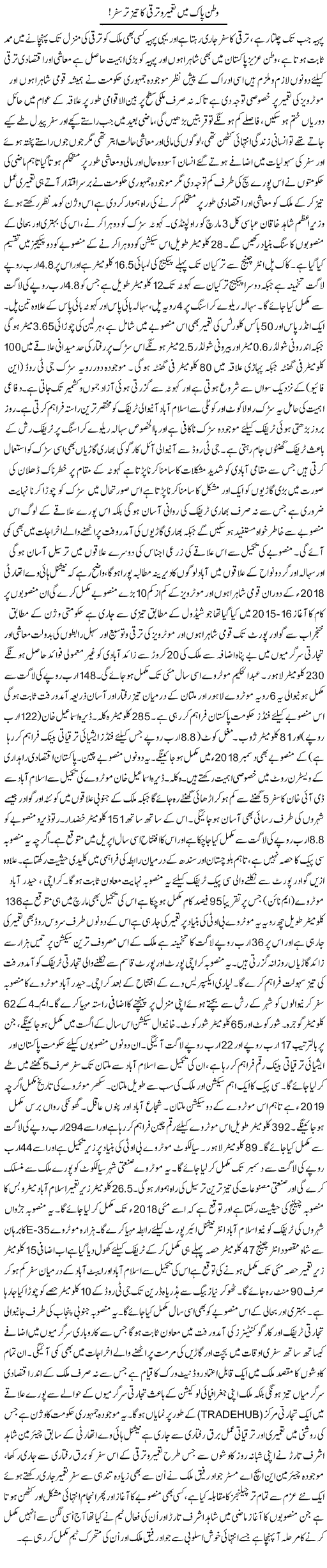 Watan Pak Mein Tameer O Taraqqi Ka Tez Safar | Nayyar Sarhadi | ColumnsHub