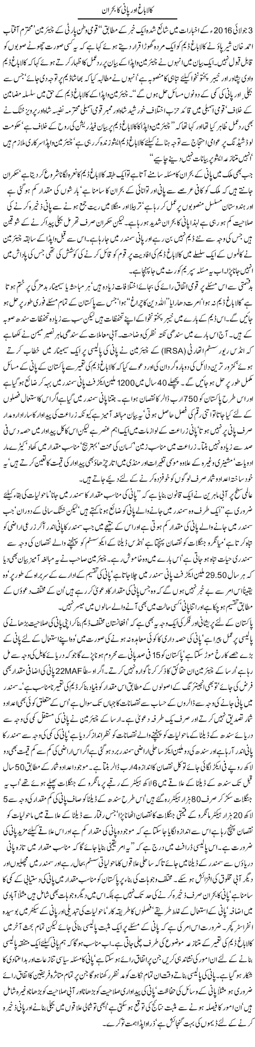 Kala Bagh Aur Pani Ka Bohran | Jamil Marghuz | ColumnsHub