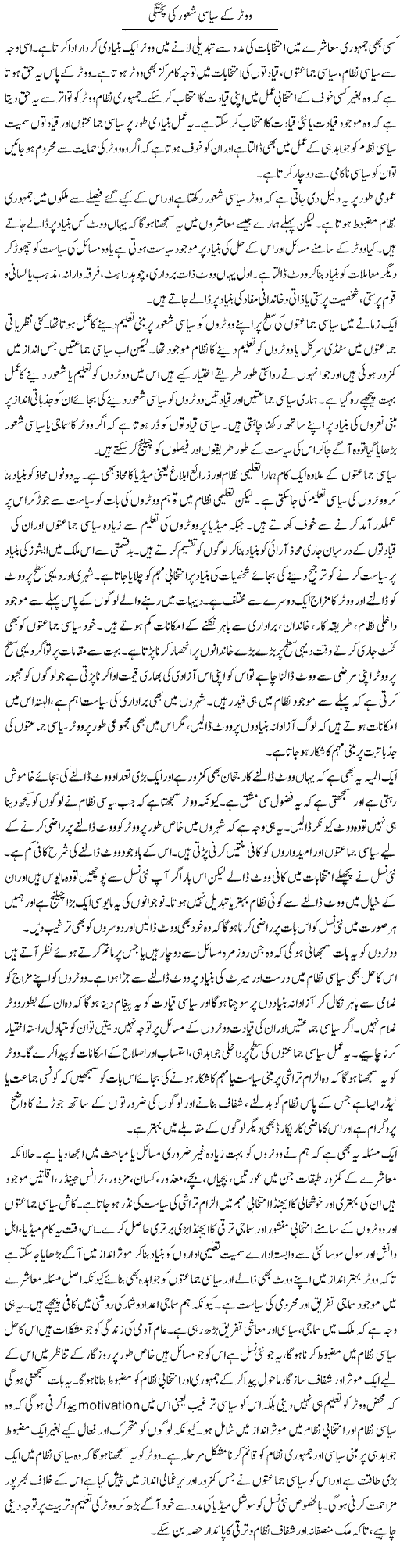 Voter Ke Siyasi Shaoor Ki Pukhtagi (1) | Salman Abid | ColumnsHub