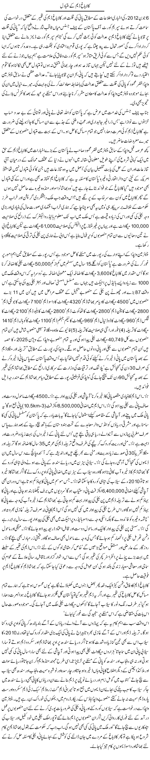 Kalabagh Dam Ke Mutabadil | Jamil Marghuz | ColumnsHub