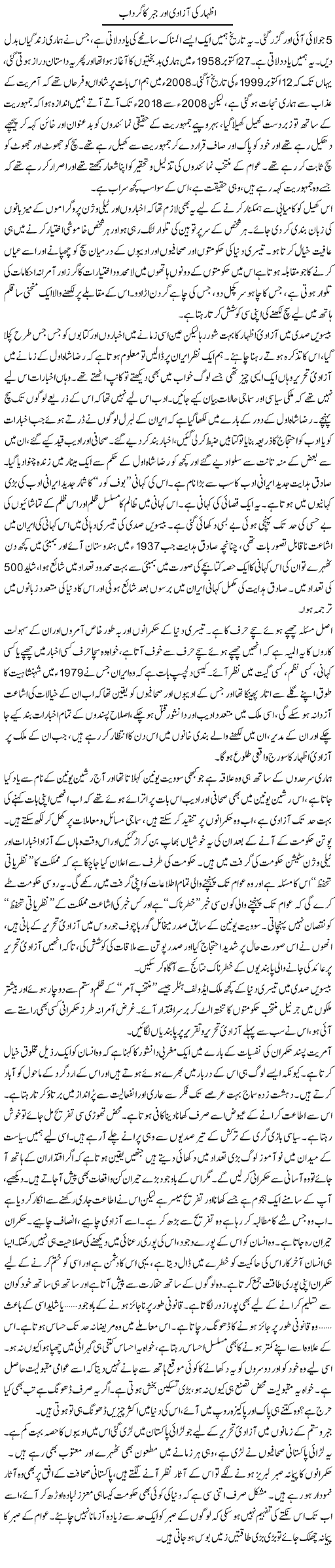 Izhar Ki Azadi Aur Jabar Ka Gardaab | Zahida Hina | ColumnsHub