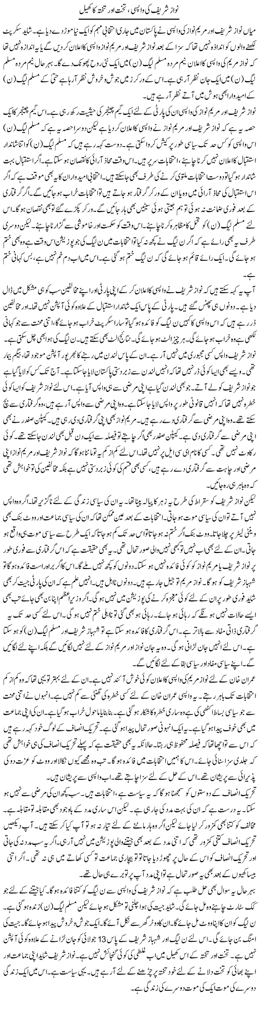 Nawaz Sharif Ki Wapsi, Takht Aur Takhta Ka Khel | Muzamal Suharwardy | ColumnsHub