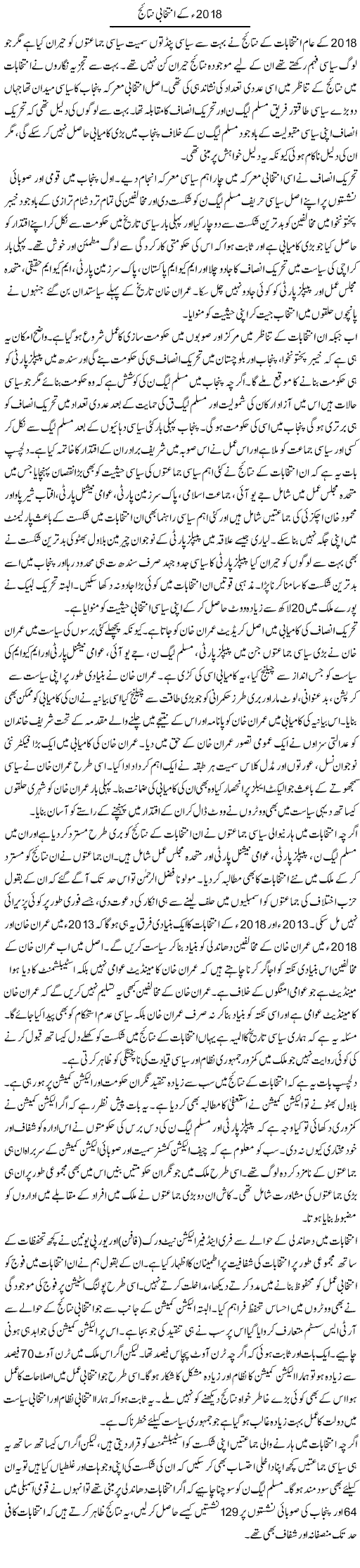 2018 Ke Intikhabi Nataij | Salman Abid | ColumnsHub