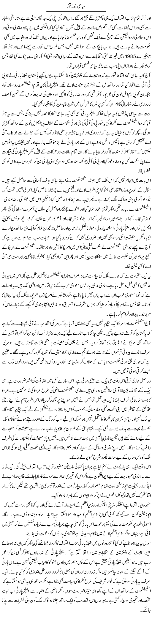 Siyasi Jor Tor | Javed Qazi | ColumnsHub