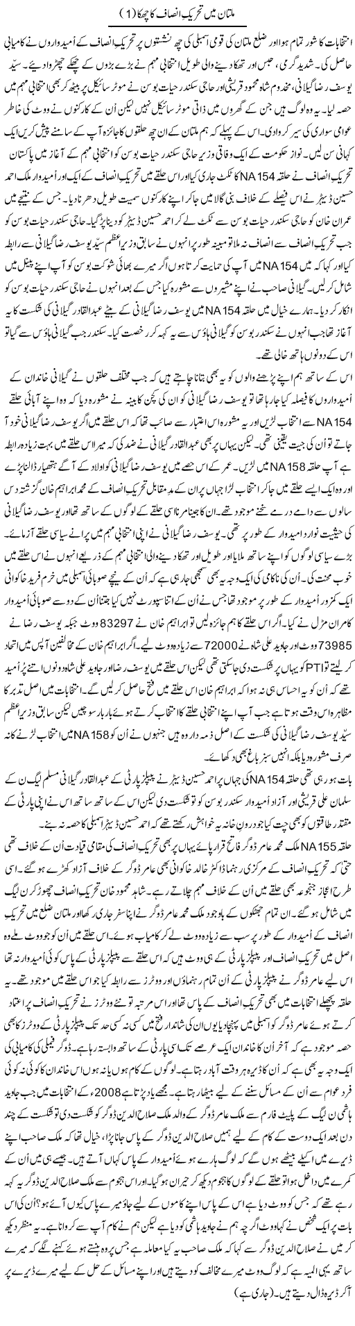 Multan Mein Tehreek Insaf Ka Chakka (1) | Shakir Hussain Shakir | ColumnsHub