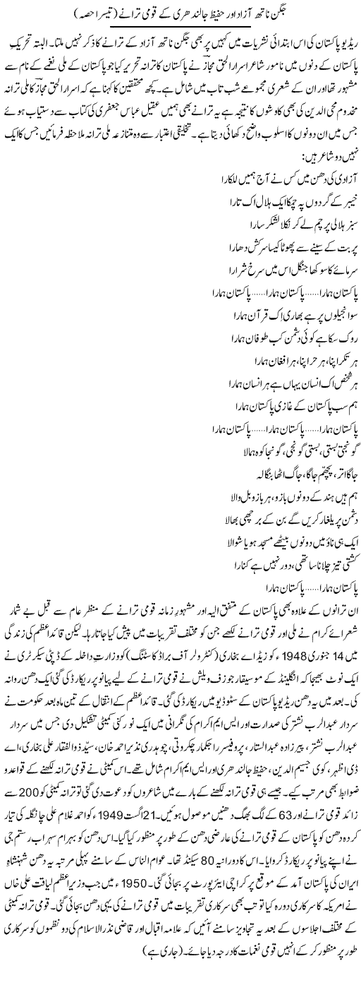 Jagan Nath Azad Aor Hafeez Jalandhari Ke Qaumi Tarane (3) | Shakir Hussain Shakir | ColumnsHub