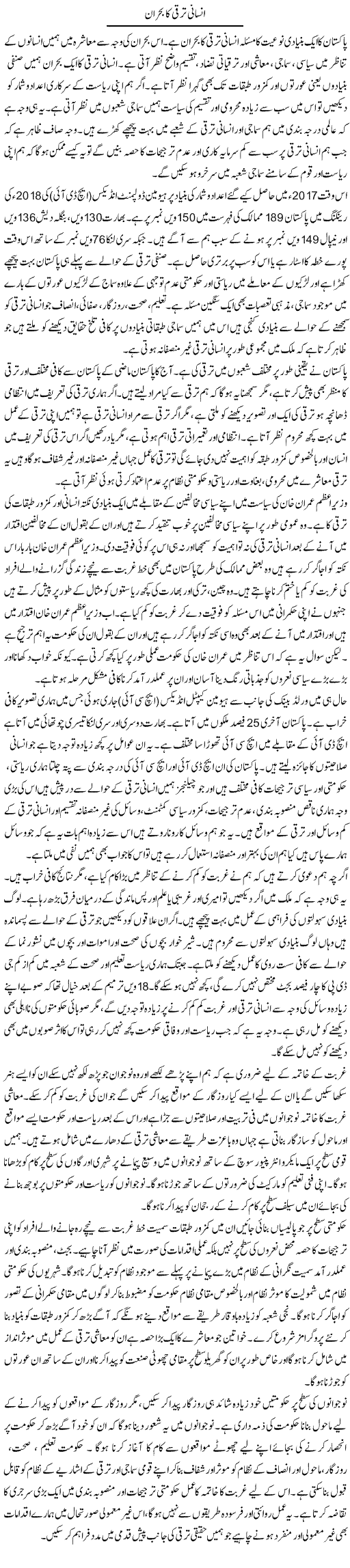 Insani Taraqqi Ka Bohran | Salman Abid | ColumnsHub