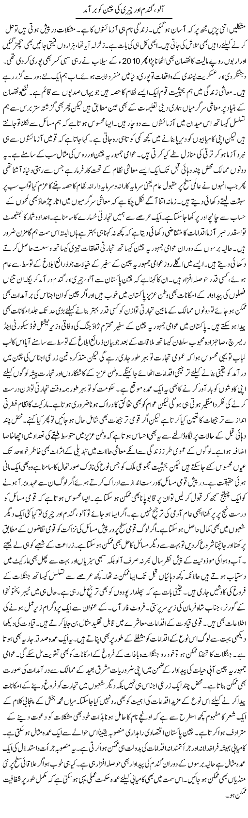 Aalo, Gandum Aur Cherri Ki China Ko Baramad | Muhammad Haroon | ColumnsHub