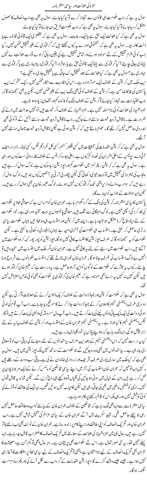 Hamza Ki Zamanat Aur Siyasi Manzer Nama | Muzamal Suharwardy | ColumnsHub