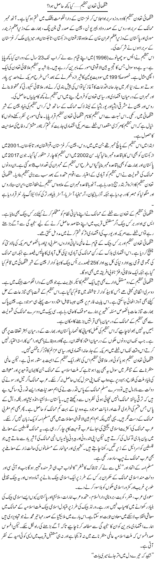 Shanghai Taawun Tanzeem, Kya Kuch Haasil Hua? | Sarwar Munir Rao | ColumnsHub