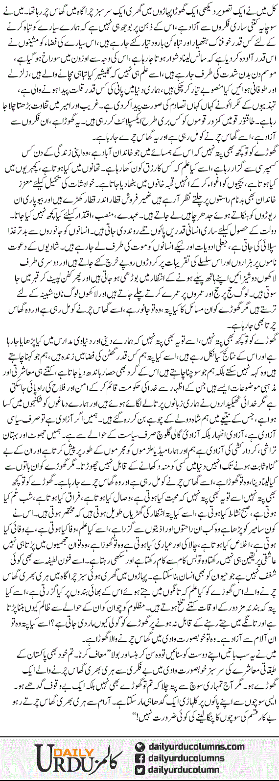 Gadhon Jaisi Soch Rakhnay Wala Ghora | Ata Ul Haq Qasmi | ColumnsHub