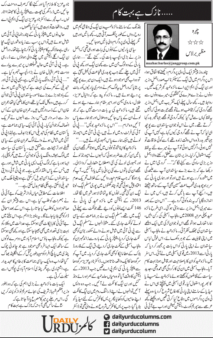 Nazuk Hai Bohat Kaam | Mazhar Barlas | ColumnsHub