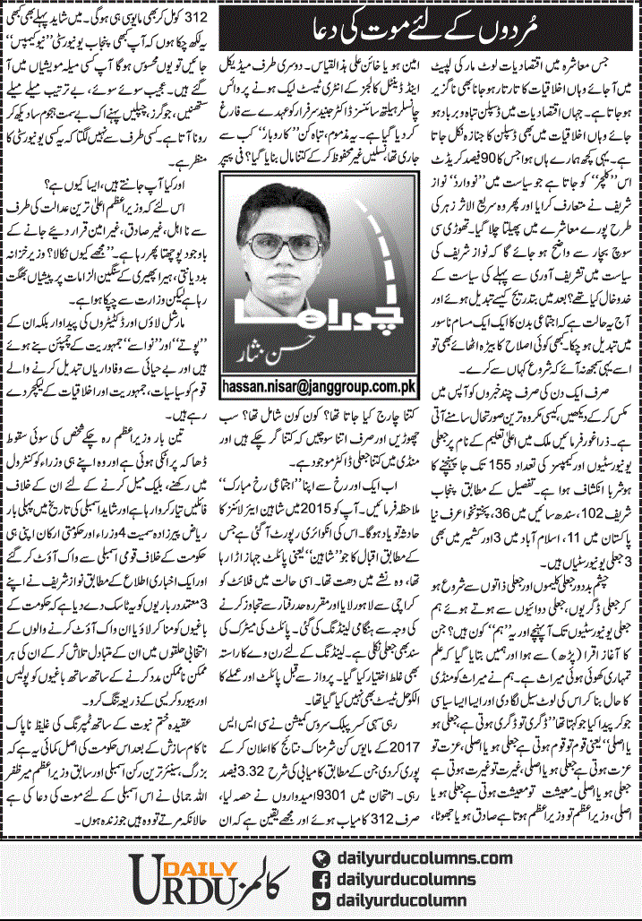 Murdon Ke Lye Mout Ki Dua | Hassan Nisar | ColumnsHub