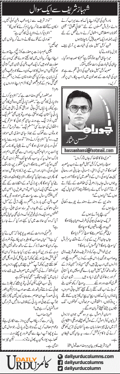 Shahbaz Sharif Se Aik Sawal | Hassan Nisar | ColumnsHub